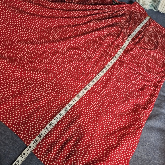 Maggie B Pullover Oversized Red Polka Dot 3/4 Sleeve Tunic With Pockets One Size - Picture 11 of 12